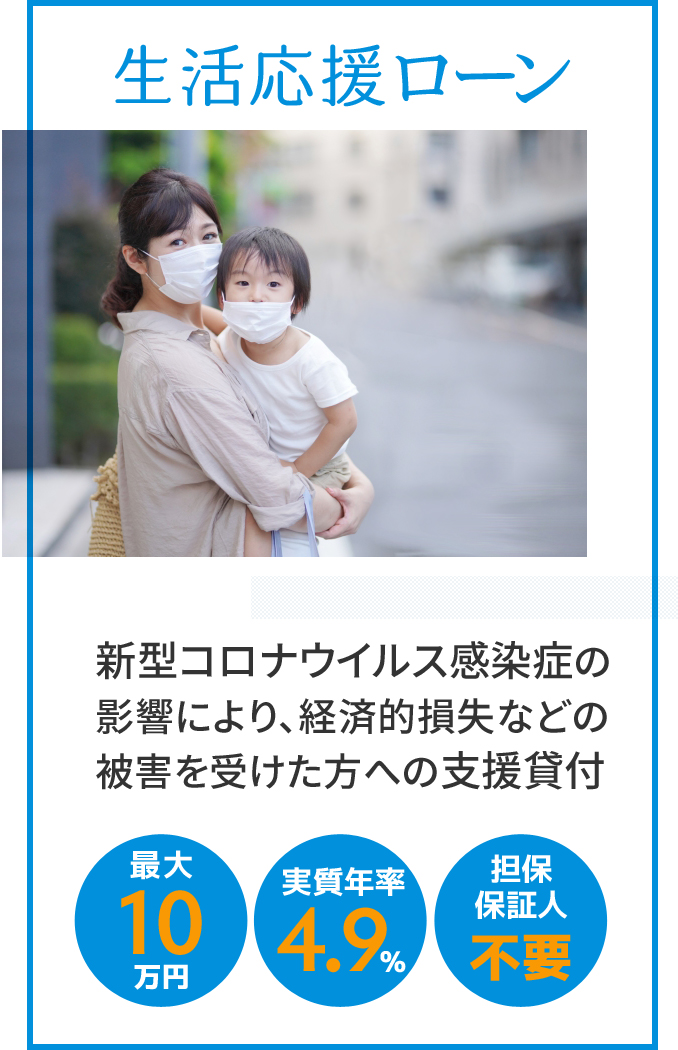 新型コロナウイルス感染症の影響により、経済的損失などの被害を受けた方への支援貸付